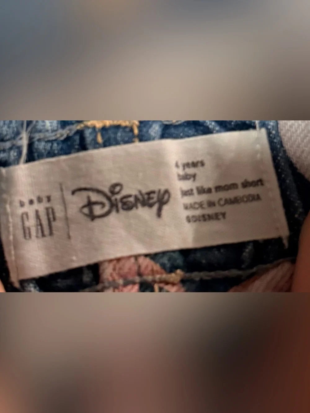 Baby Gap Jean shorts elastic paper bag cut off denim Minnie and Mickey